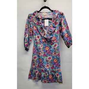Melloday bright floral faux wrap dress with pockets